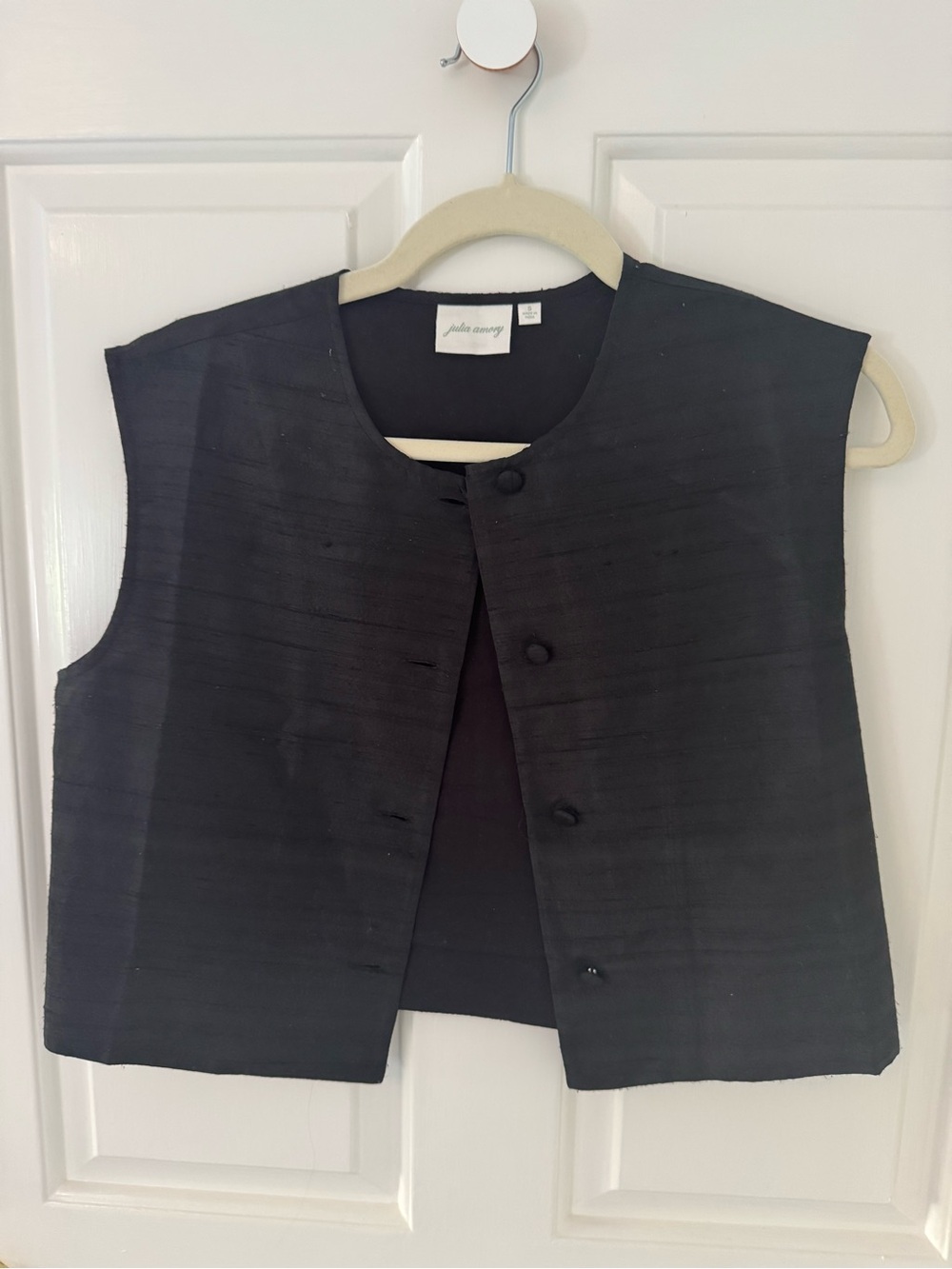 Julia Amory Blair Top Noir Silk Dupioni Size Small - Picture 3 of 7